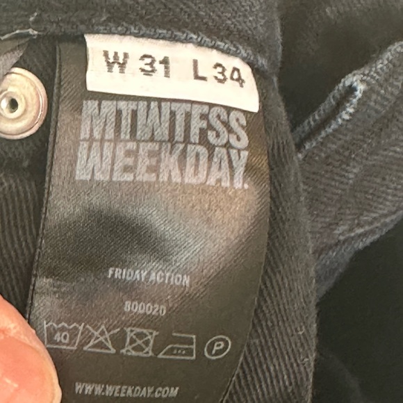 MTWTFSS Weekday Friday Blue/ Black Jeans, Size 31W/34L - Picture 5 of 10